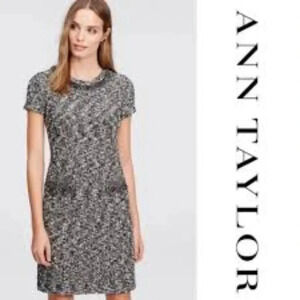 Ann Taylor Tweed Bodycon Mini Dress with Fringe Details